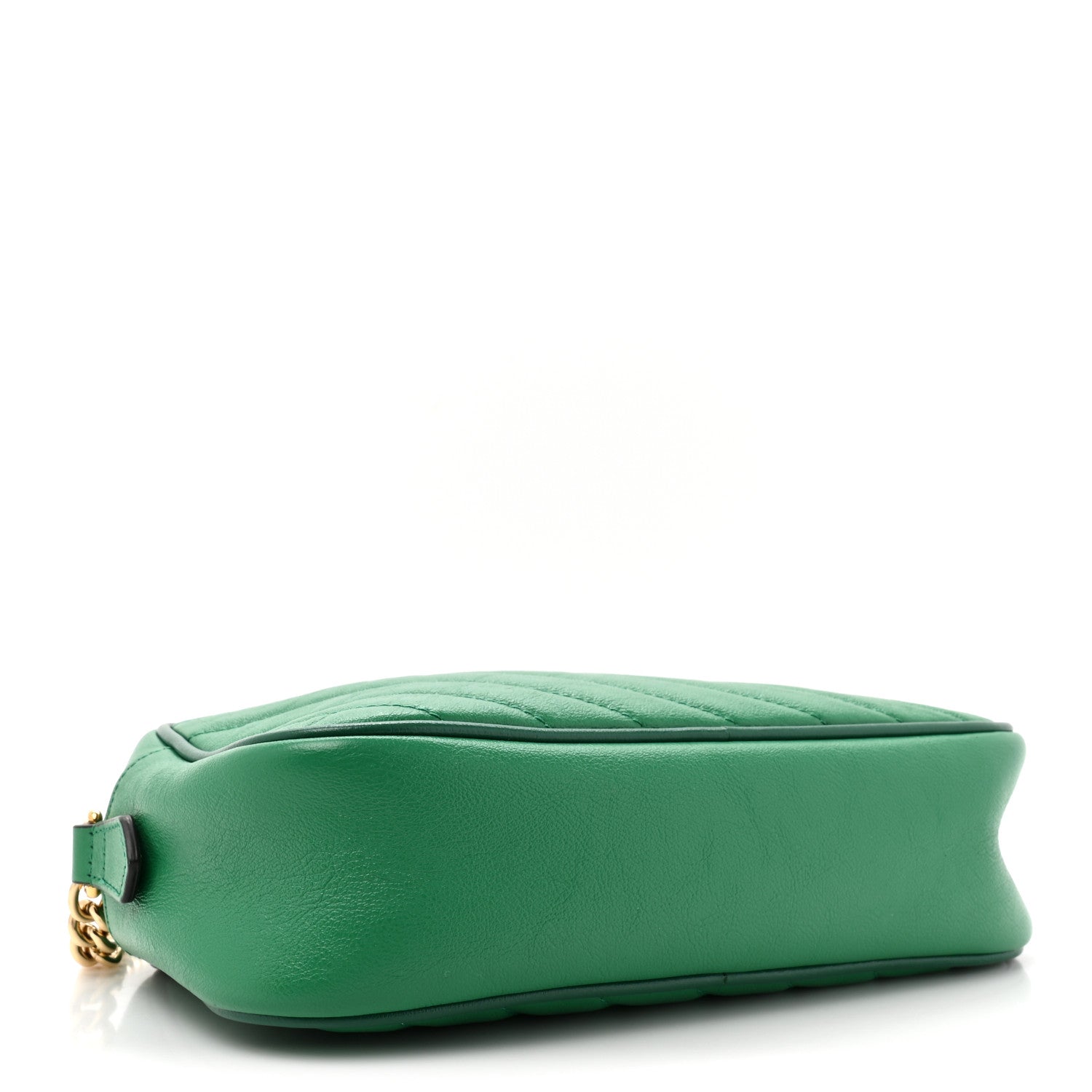 Gucci Azalea Calfskin Enamel Matelasse Diagonal Small Torchon GG Marmont Chain Shoulder Bag New Shamarock Emerald 4 of 14