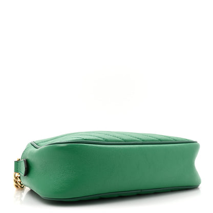 Gucci Azalea Calfskin Enamel Matelasse Diagonal Small Torchon GG Marmont Chain Shoulder Bag New Shamarock Emerald 4 of 14