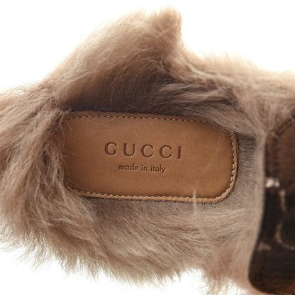 Gucci Velvet GG Monogram Fur Womens Princetown Slippers 37.5 Brown Black Natural 7 of 8