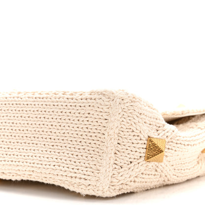 Valentino Garavani Knit Large Roman Stud Shoulder Bag Ecru 9 of 9