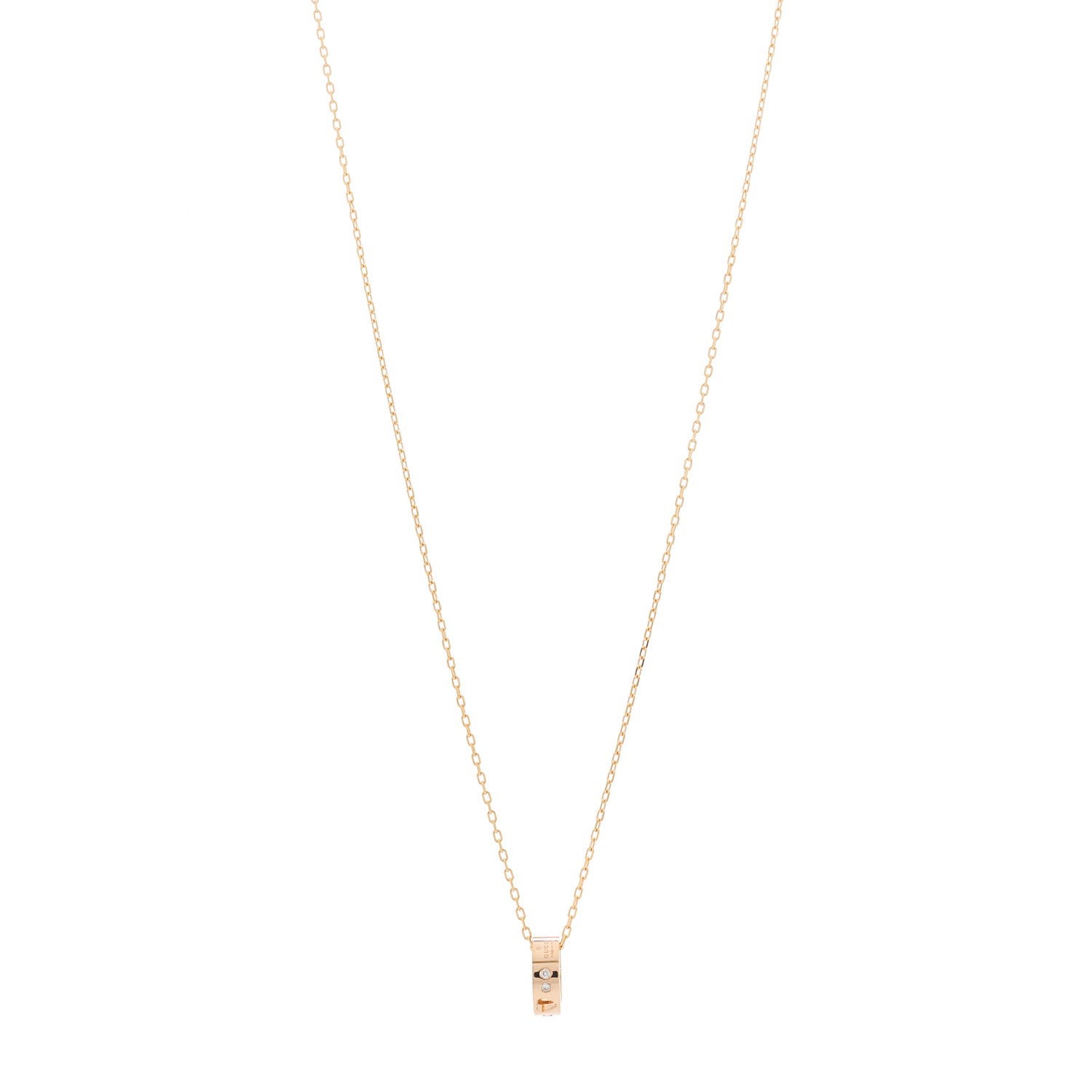 Gucci 18K Rose Gold Diamond Icon Amore Pendant Necklace 1 of 5