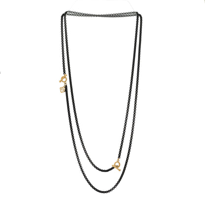 David Yurman Stainless Steel 14K Yellow Gold Acrylic Bel Aire Chain Necklace Black 3 of 5