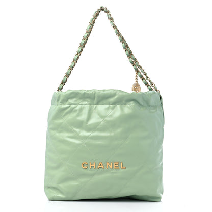 Chanel Shiny Calfskin Quilted Small Chanel 22 Light Green 3 of 10