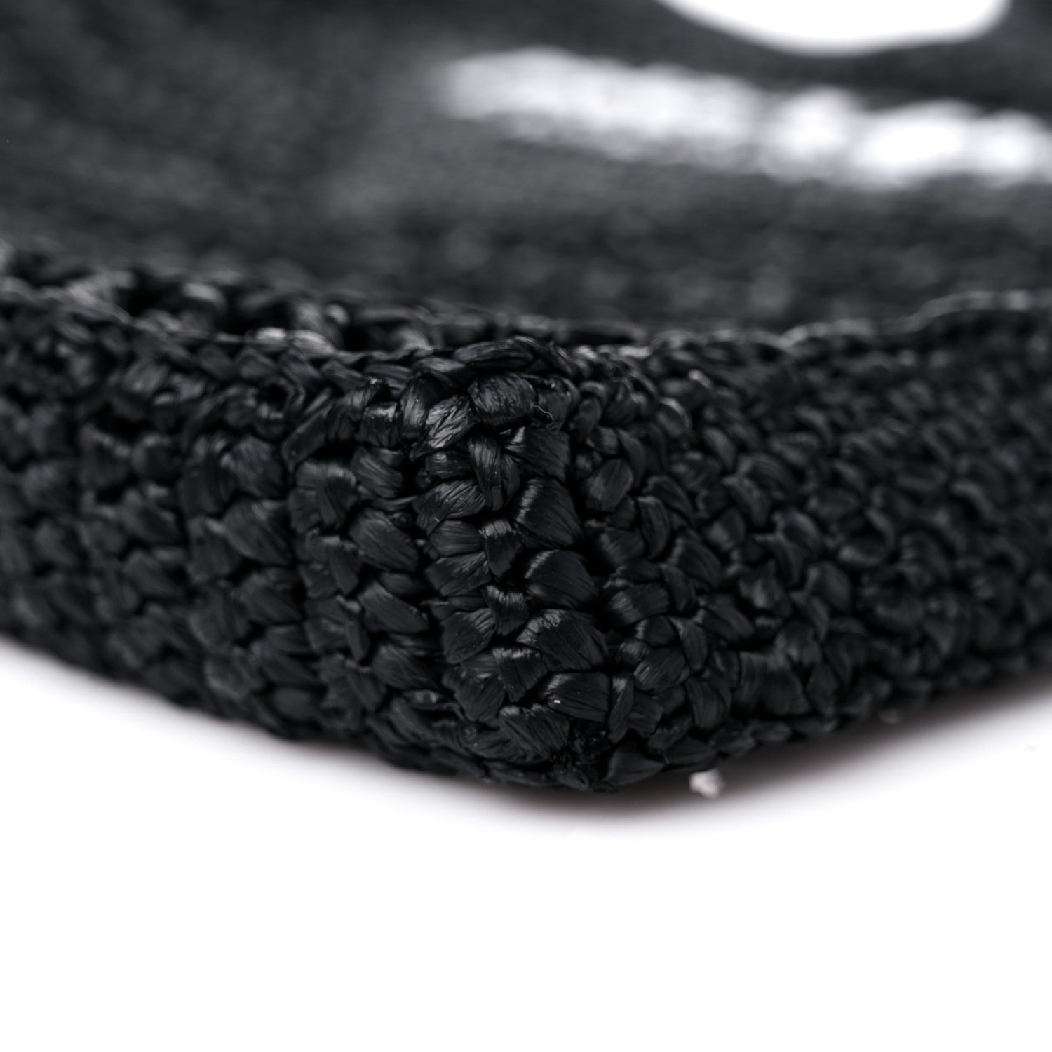 Prada Yarn Raffia Effect Crochet Logo Embroidered Tote Bag Black 7 of 7