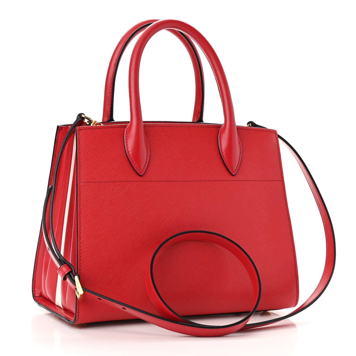 Prada Saffiano City Calfskin Small Bibliothèque Top Handle Rosso White 2 of 9