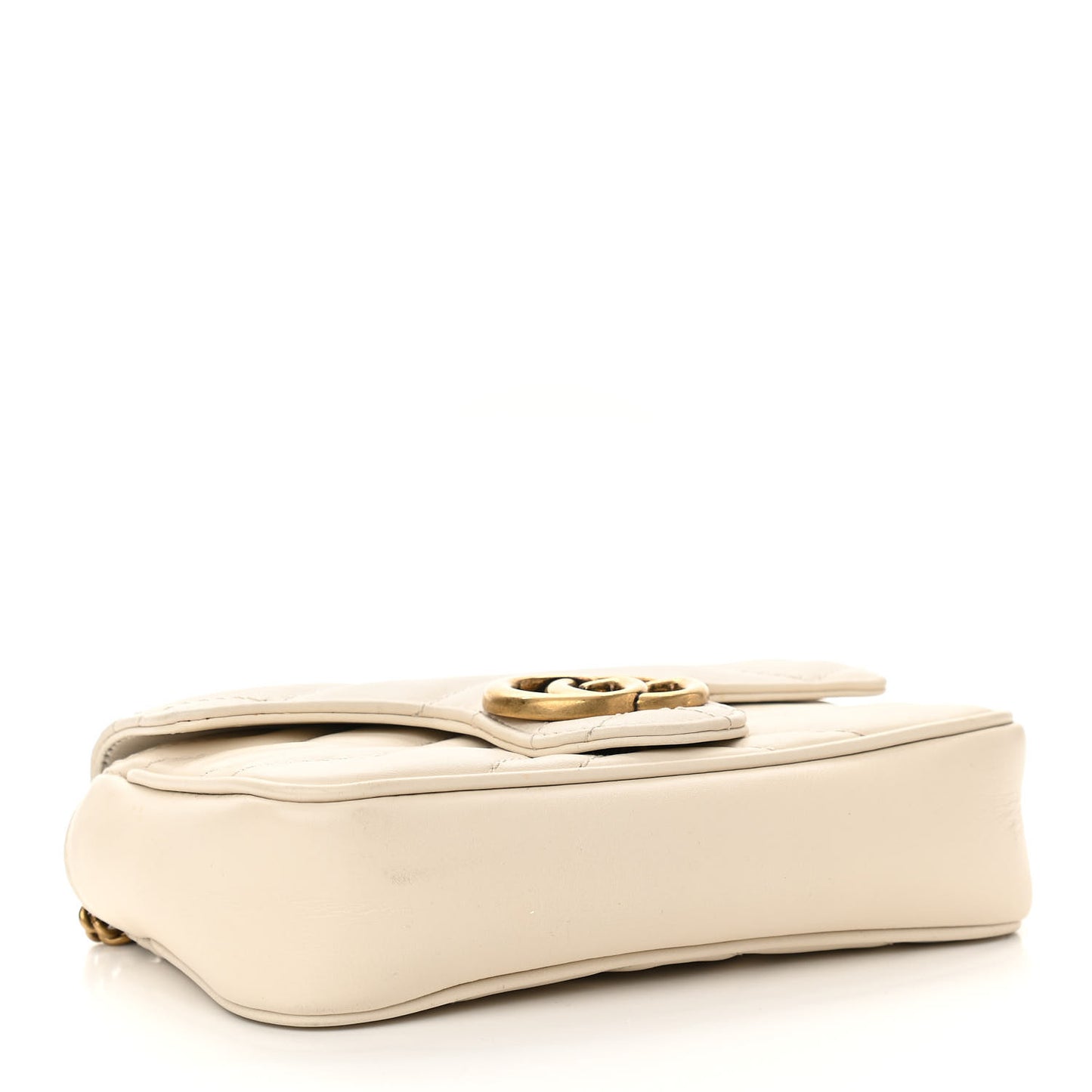 Calfskin Matelasse Super Mini GG Marmont Shoulder Bag White