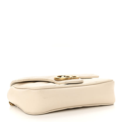Gucci Calfskin Matelasse Super Mini GG Marmont Shoulder Bag White 4 of 10