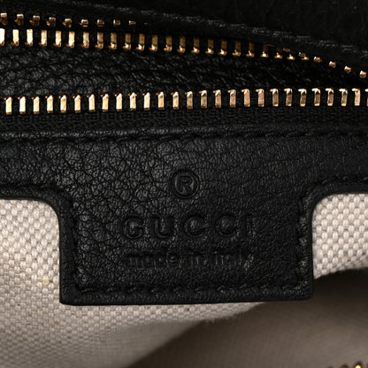 Gucci GG Grainy Calfskin Emblem Small Half Moon Shoulder Bag Black 6 of 10