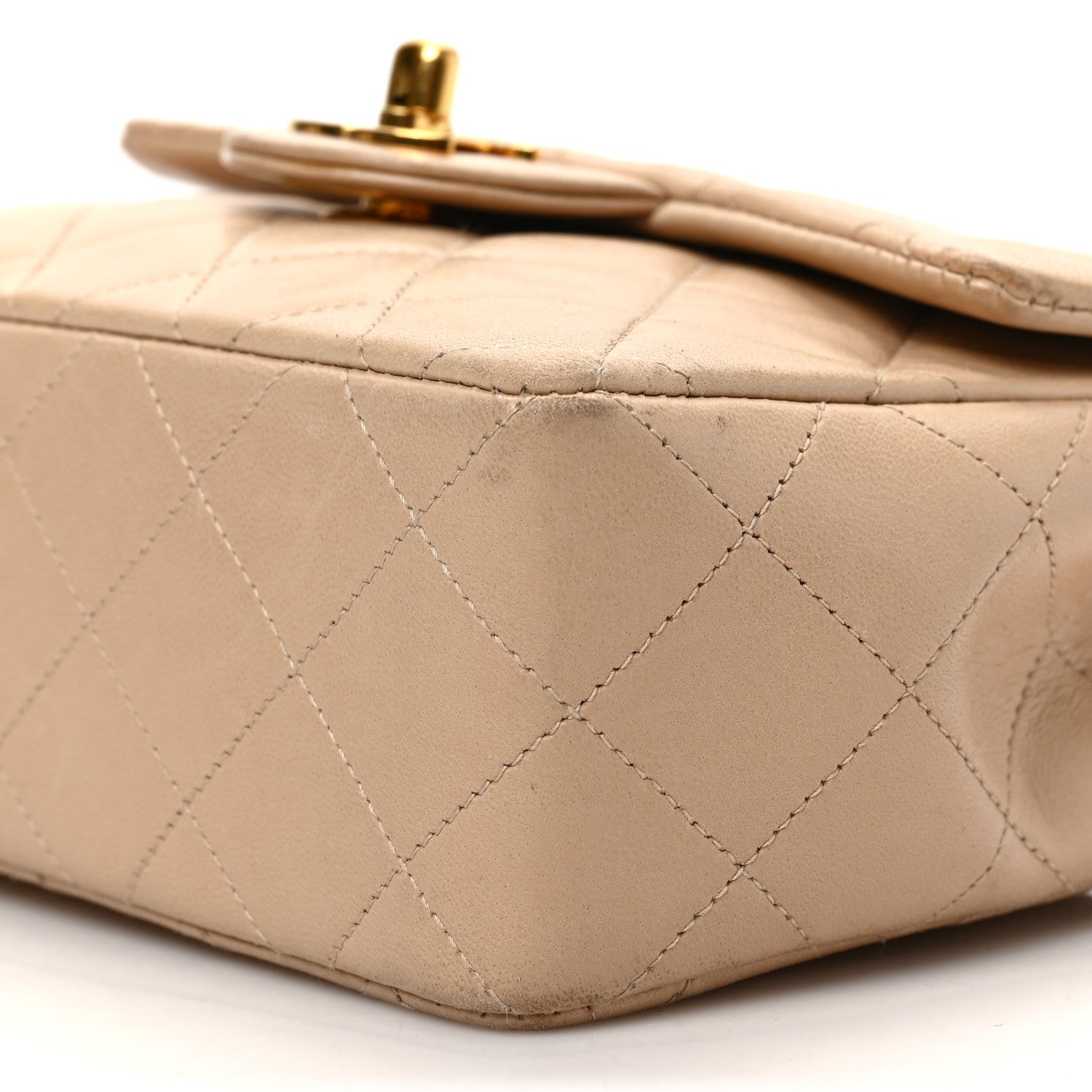 Chanel Lambskin Quilted Mini Square Flap Beige 9 of 10