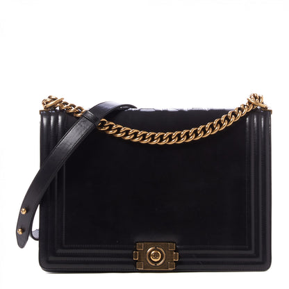 Chanel Glazed Calfskin Large Boy Flap Black 1 of 9