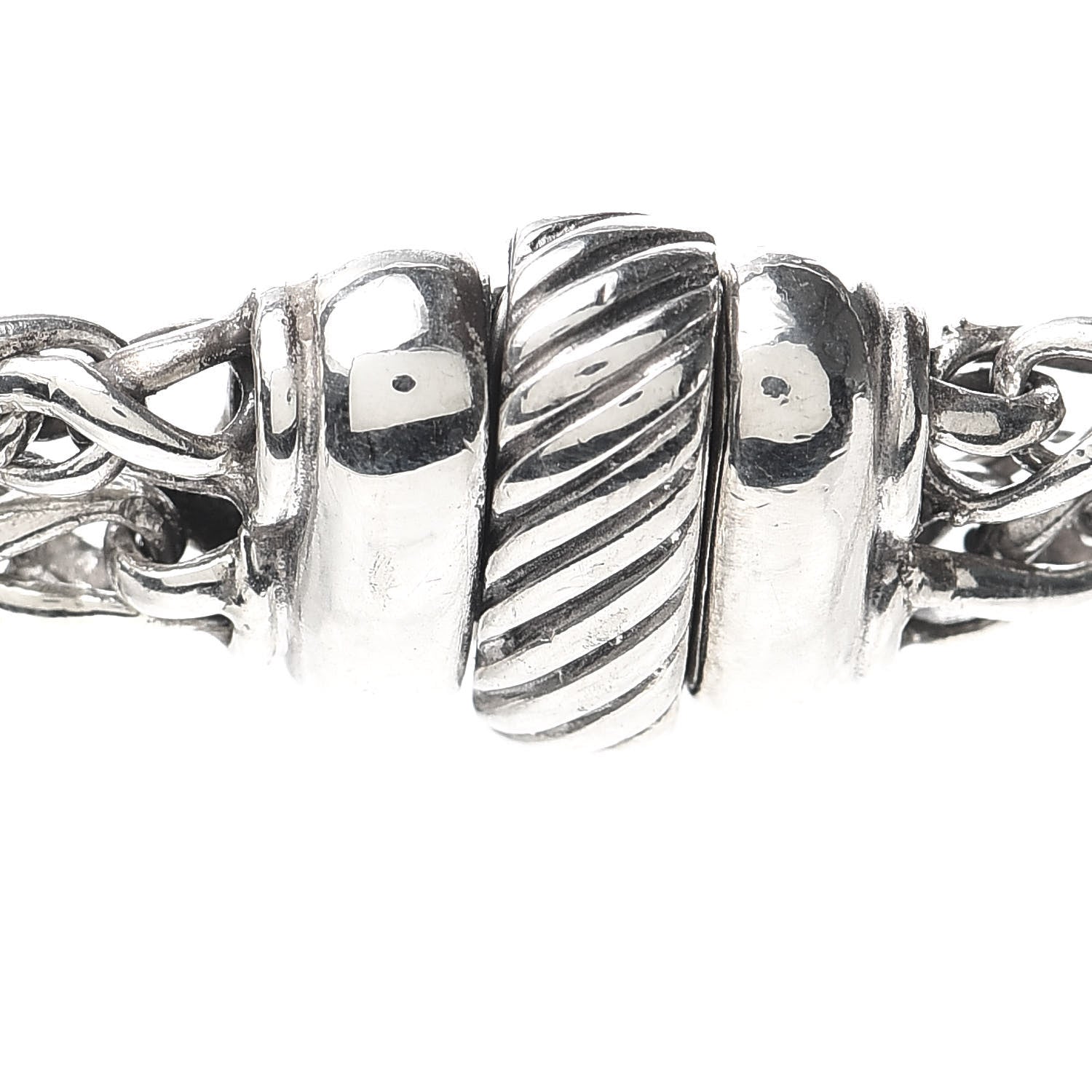 David Yurman Sterling Silver Diamond 18mm Double Wheat Chain Necklace 4 of 5