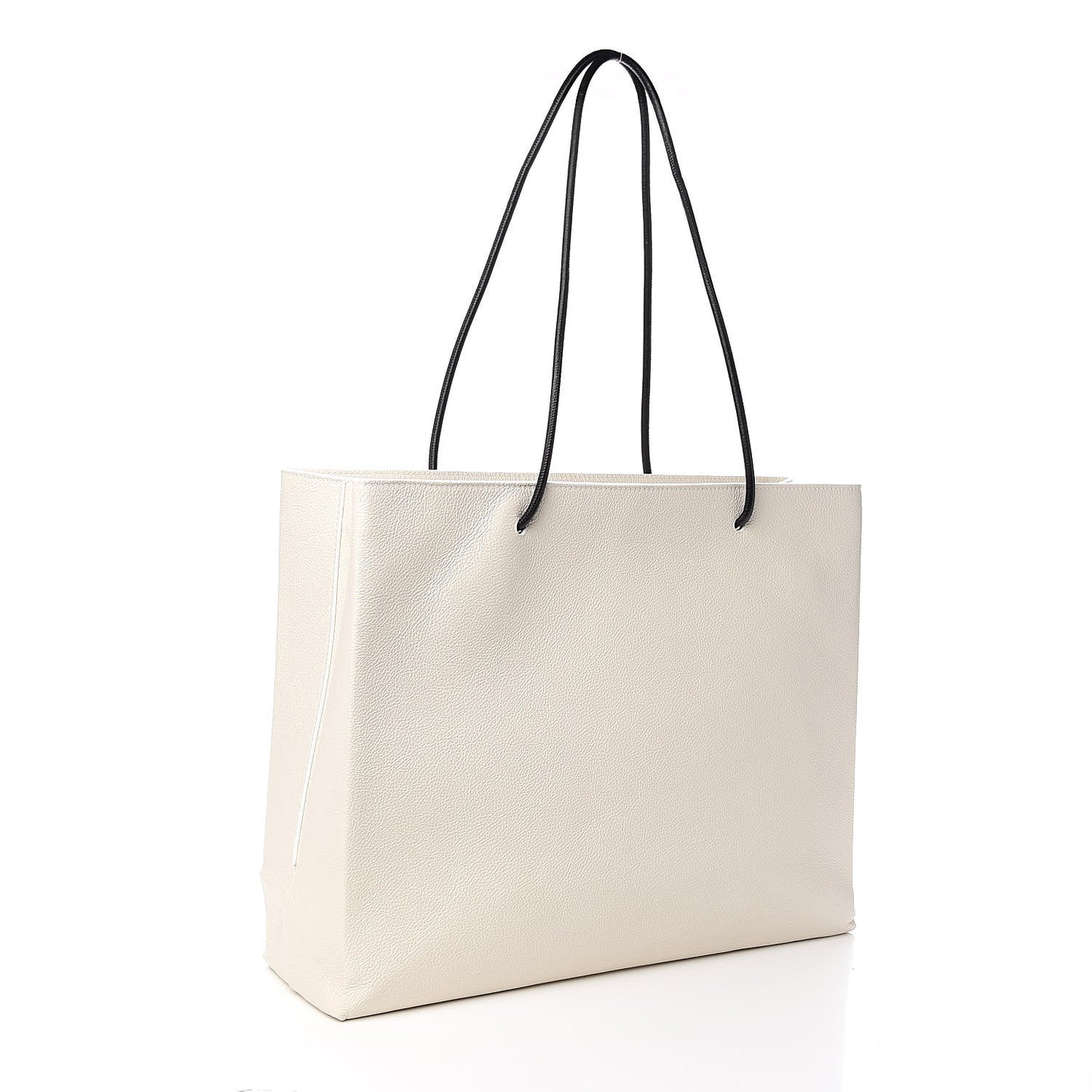 Calfskin Logo Medium Shopping Tote White