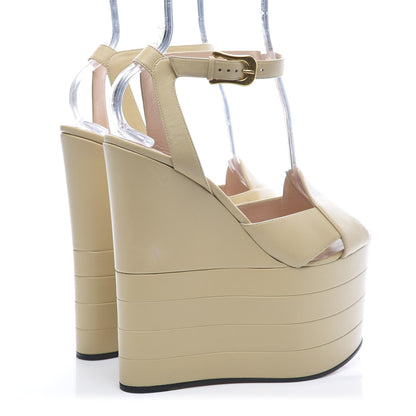 Gucci Calfskin Sally Platform Wedges 38 Ivory 4 of 8