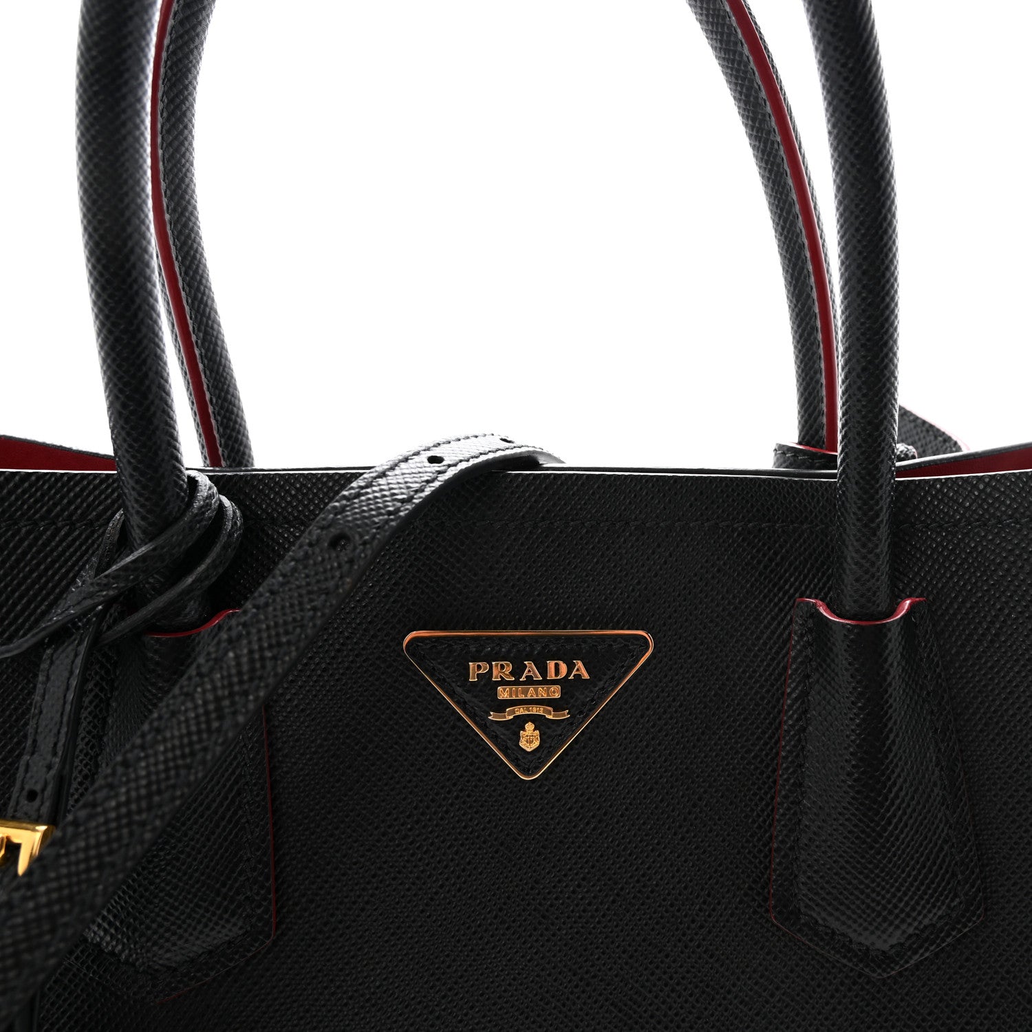 【正規品】PRADA 2BUC SAFFIANO CUIR ブラック Prada Saffiano Cuir Medium Double Bag Black Fuoco 1889421
