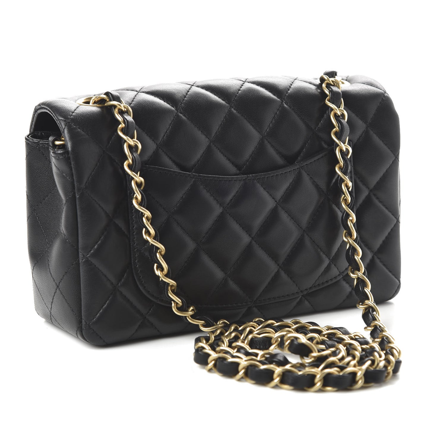Lambskin Quilted Mini Rectangular Flap Black