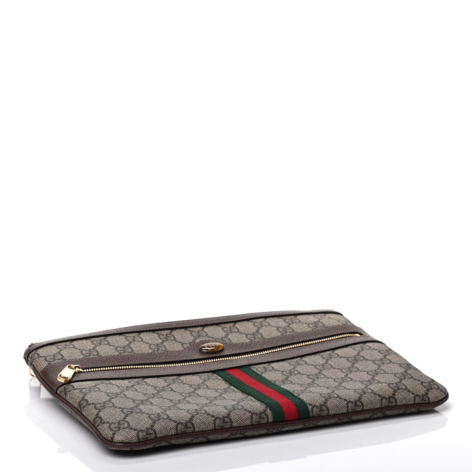 Gucci GG Supreme Monogram Large Ophidia Pouch Clutch Brown 3 of 4