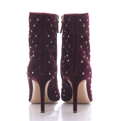 Valentino Garavani Velvet Rockstud Spike Court Ankle Booties 36 Rubino 5 of 11