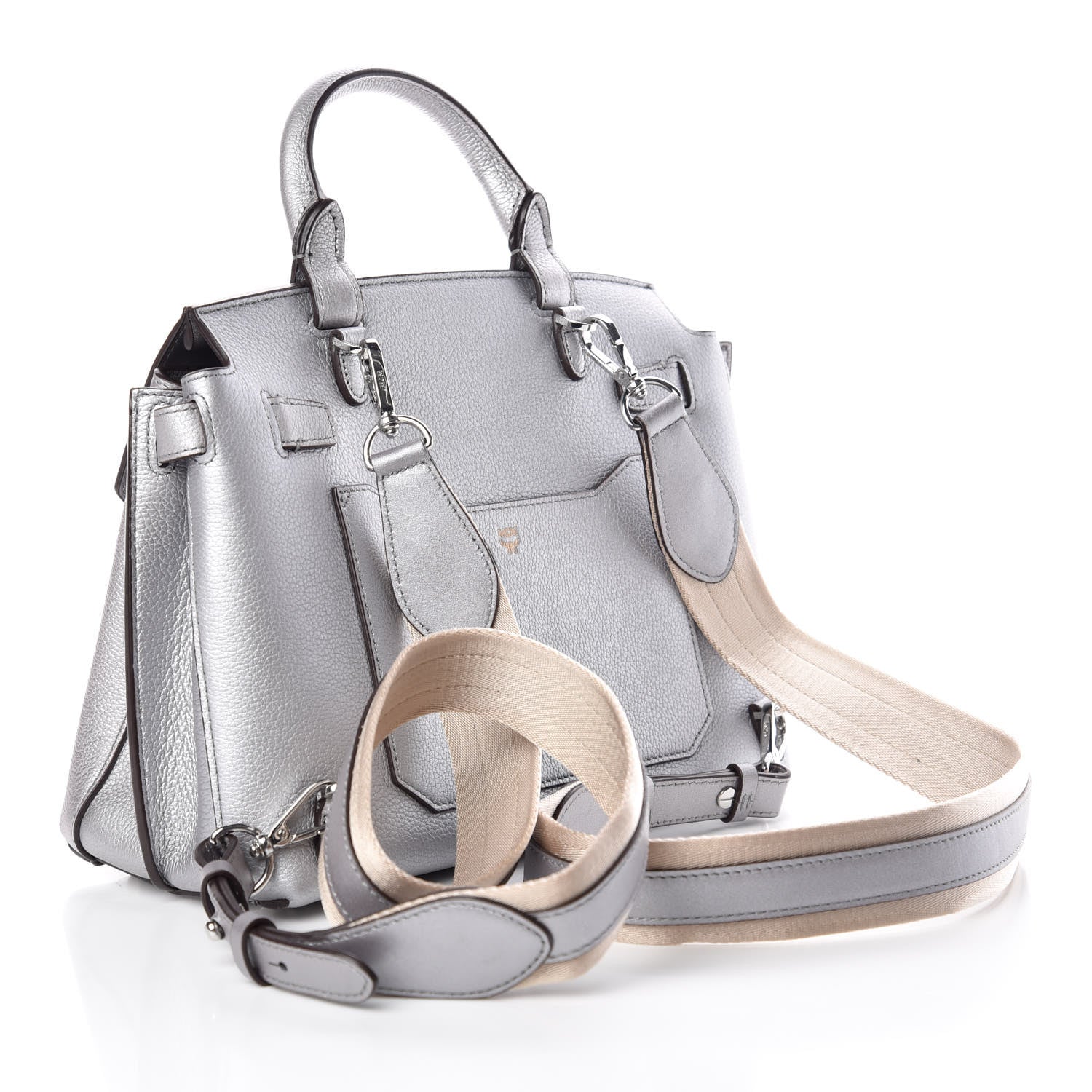 MCM Metallic Pebbled Calfskin Medium Milla Backpack Silver 5 of 11
