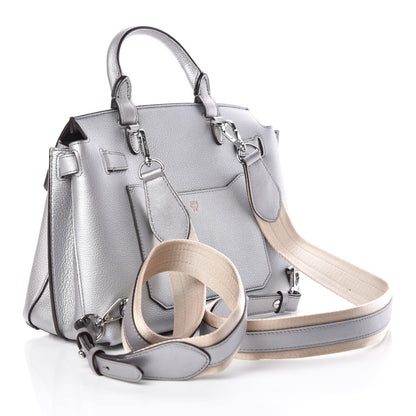 MCM Metallic Pebbled Calfskin Medium Milla Backpack Silver 5 of 11