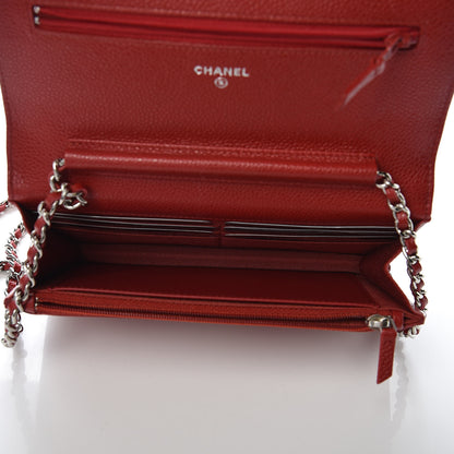 Chanel Caviar Quilted Wallet on Chain WOC Red 7 of 10