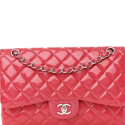 Chanel Patent Quilted Jumbo Double Flap Pink 8 of 22