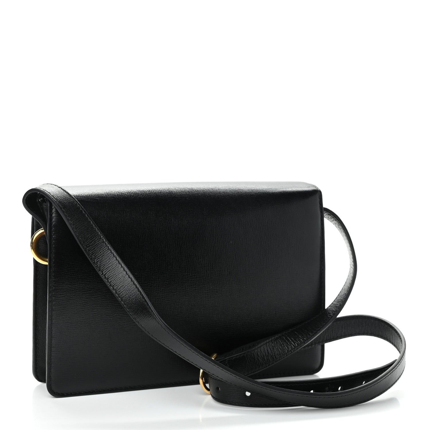 Gucci Textured Calfskin Small Torchon GG Ring Shoulder Bag Black 3 of 14
