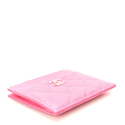 Chanel Caviar Quilted CC Zip Card Holder Pink 5 of 9