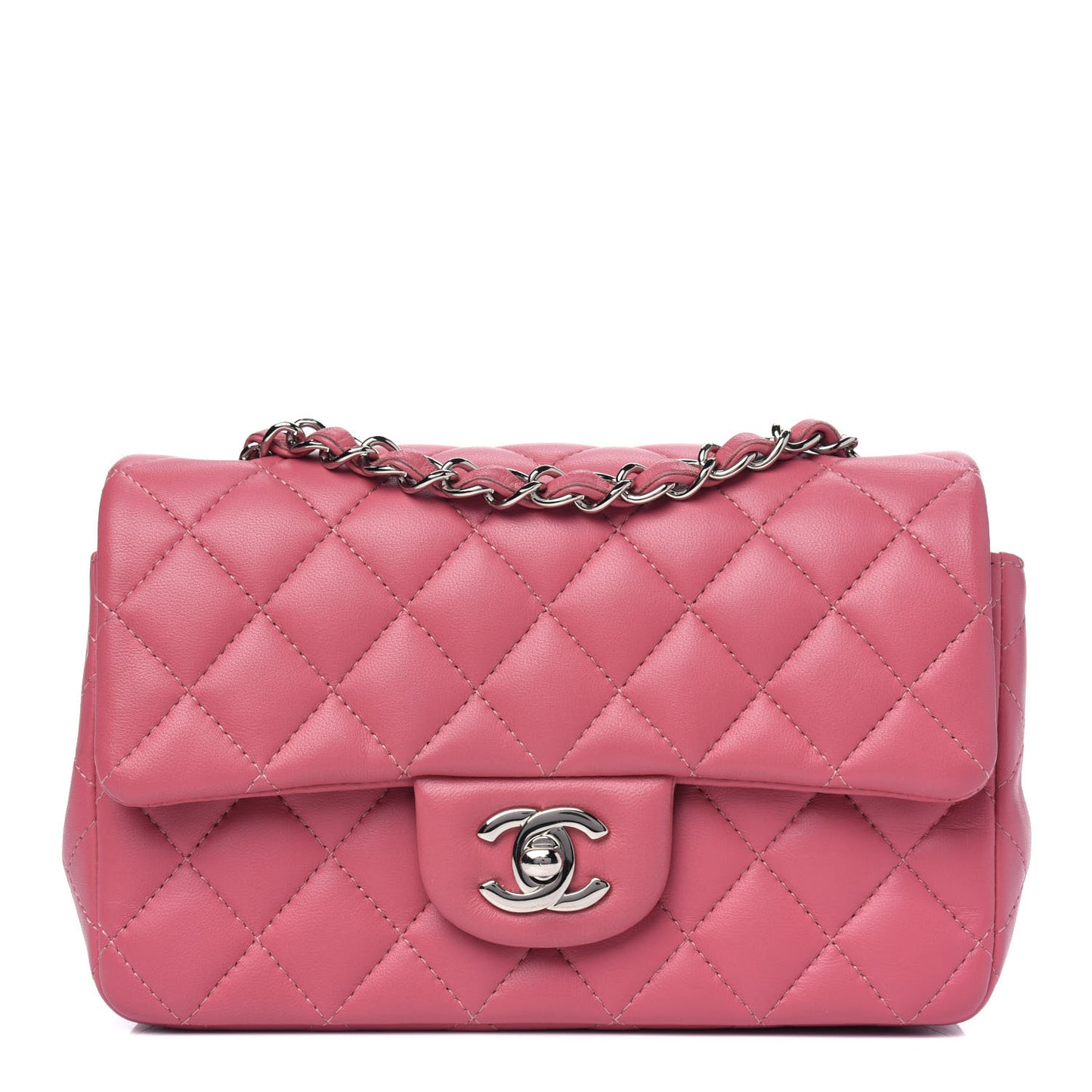 Lambskin Quilted Mini Rectangular Flap Pink