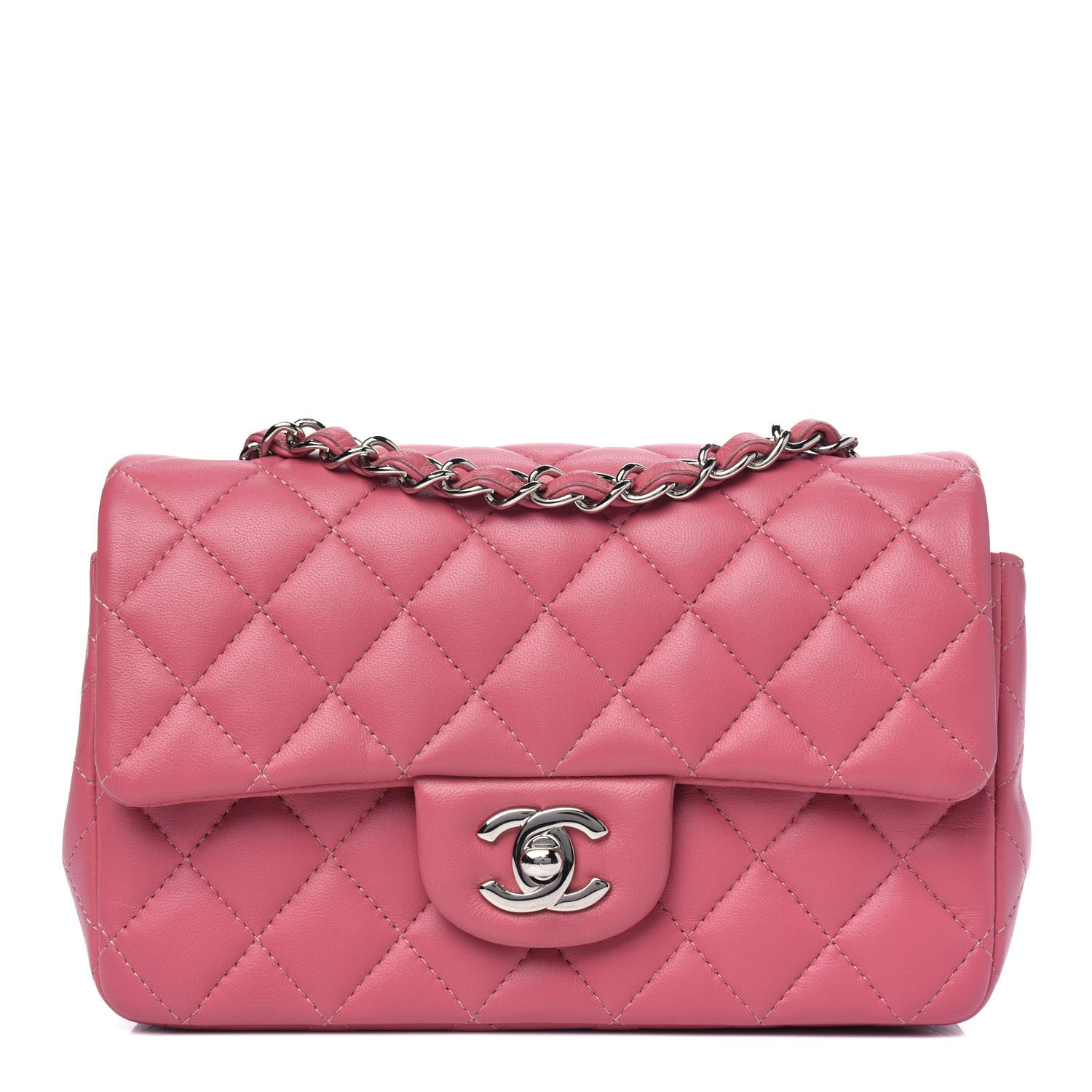 Chanel Lambskin Quilted Mini Rectangular Flap Pink 1 of 4