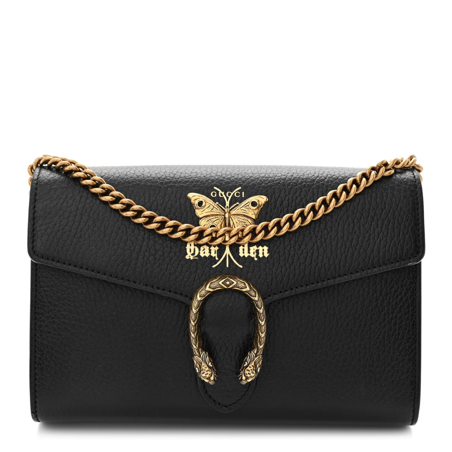 Gucci Calfskin Garden Dionysus Chain Wallet Black 1 of 12