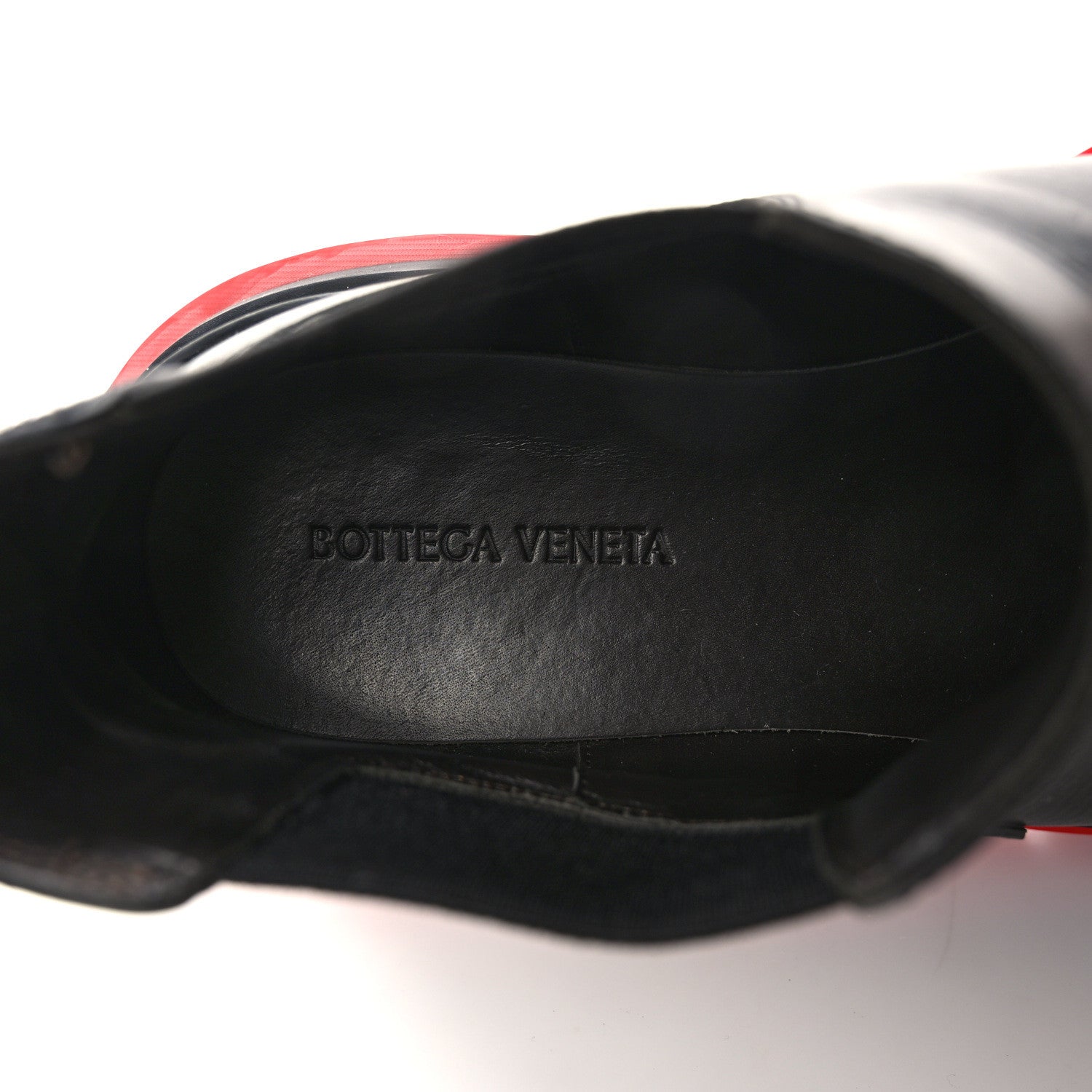 Bottega Veneta Calfskin Mens The Tire Cropped Chelsea Boots 40 Black Bright Red 7 of 10
