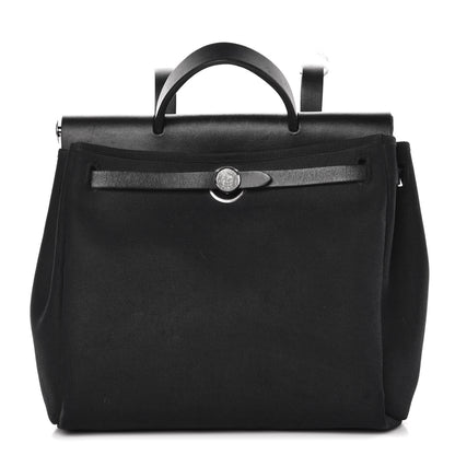 Hermes Toile Vache Calfskin Herbag 30 PM Backpack Black 1 of 12