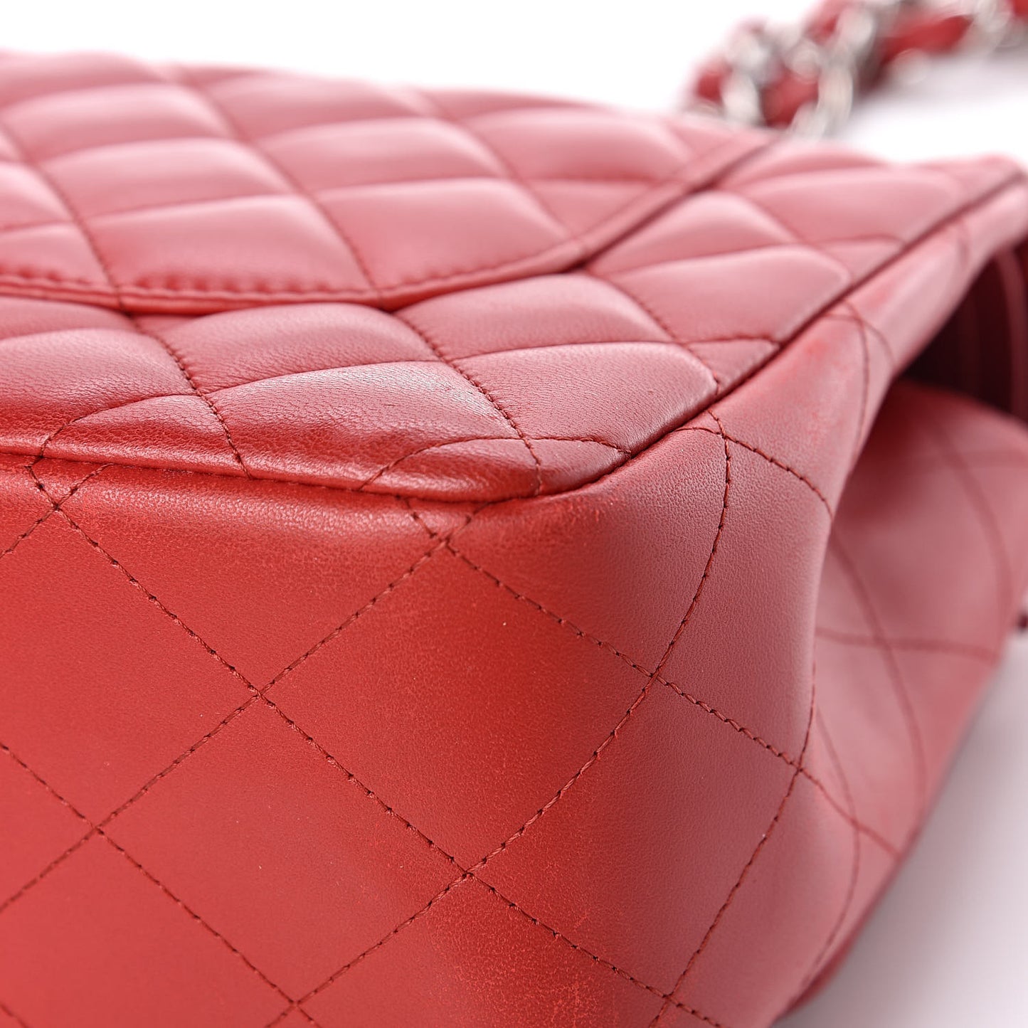 Lambskin Quilted Jumbo Double Flap Red