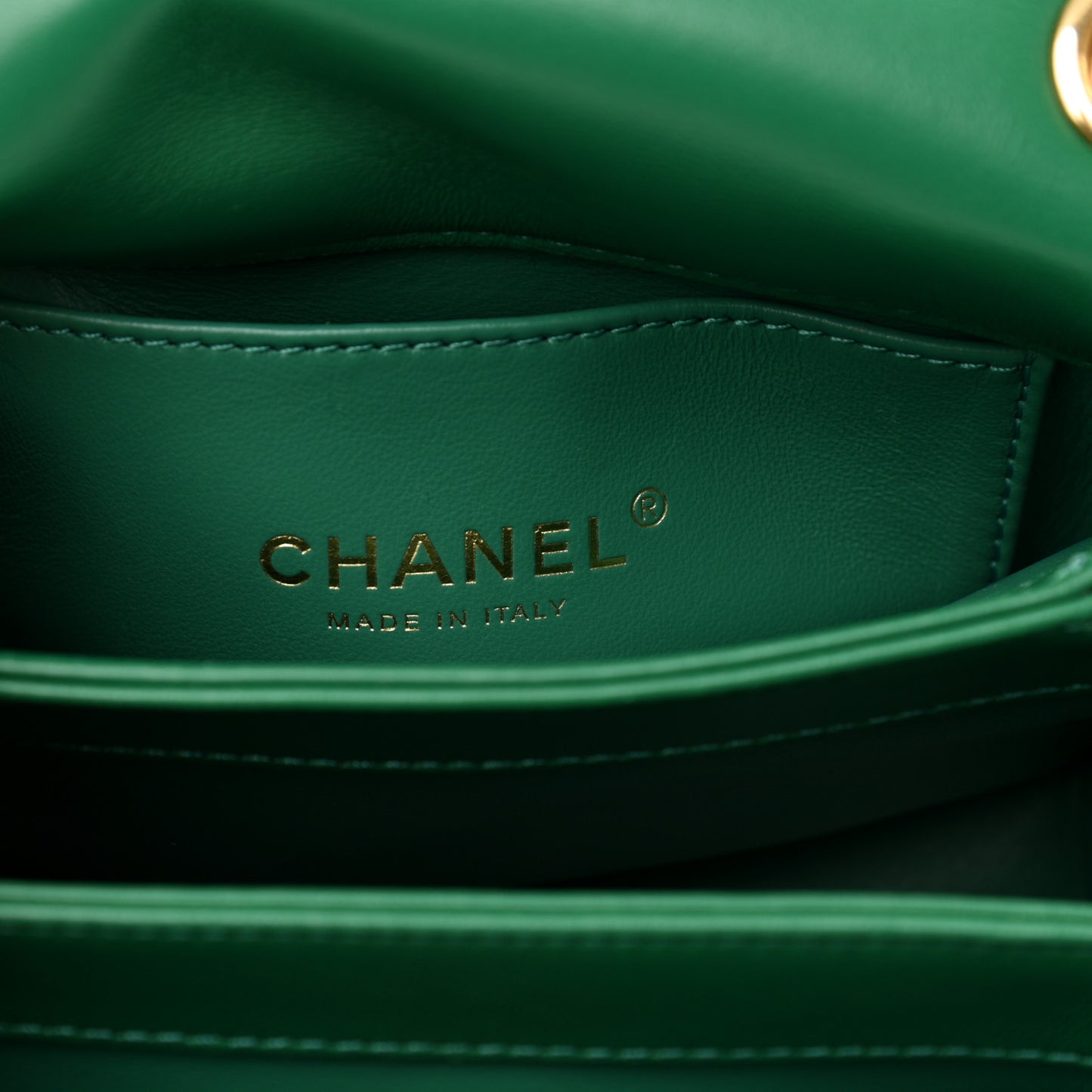 Lambskin Quilted Mini Color Match Flap Green