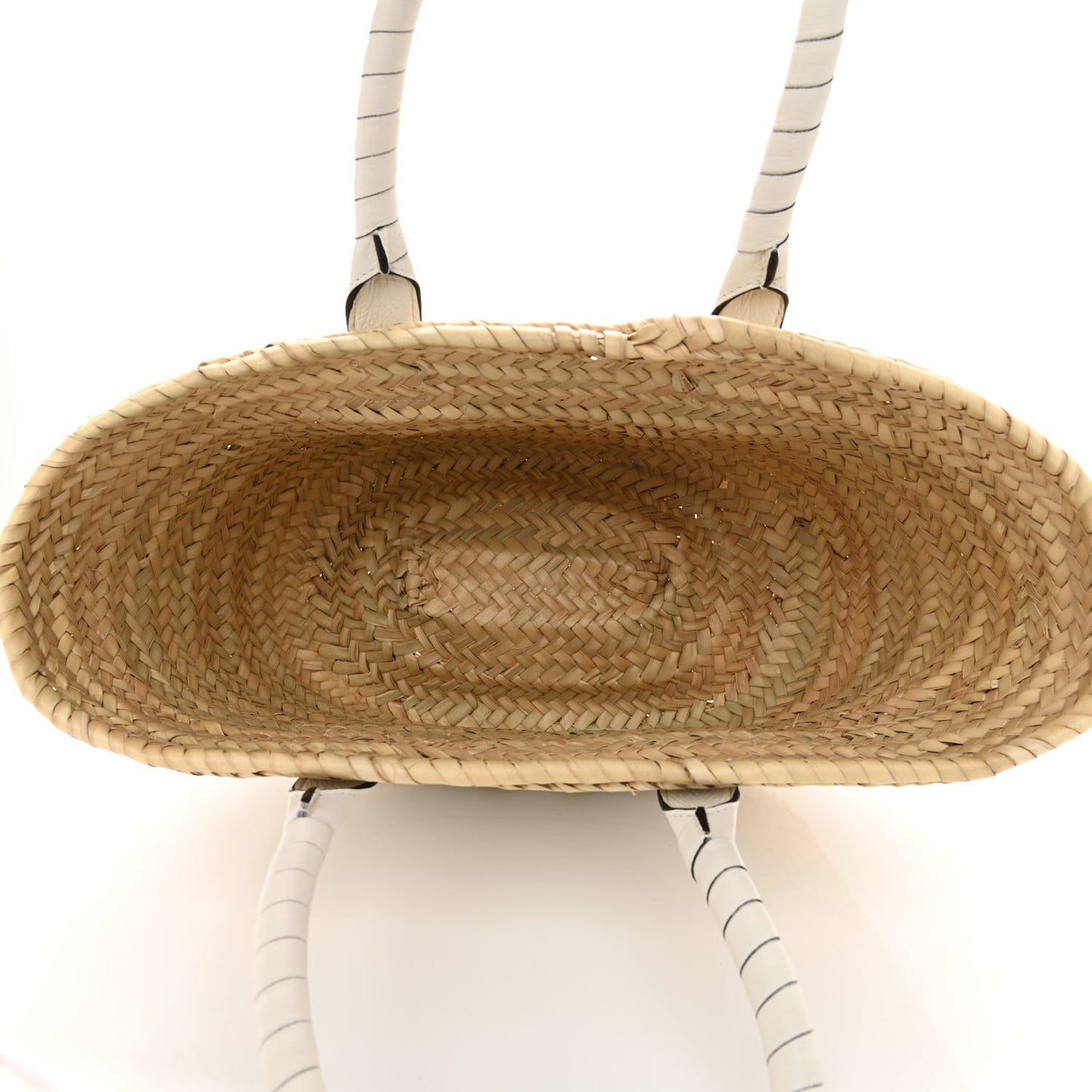 Raffia Grain Calfskin Medium Marcie Basket White