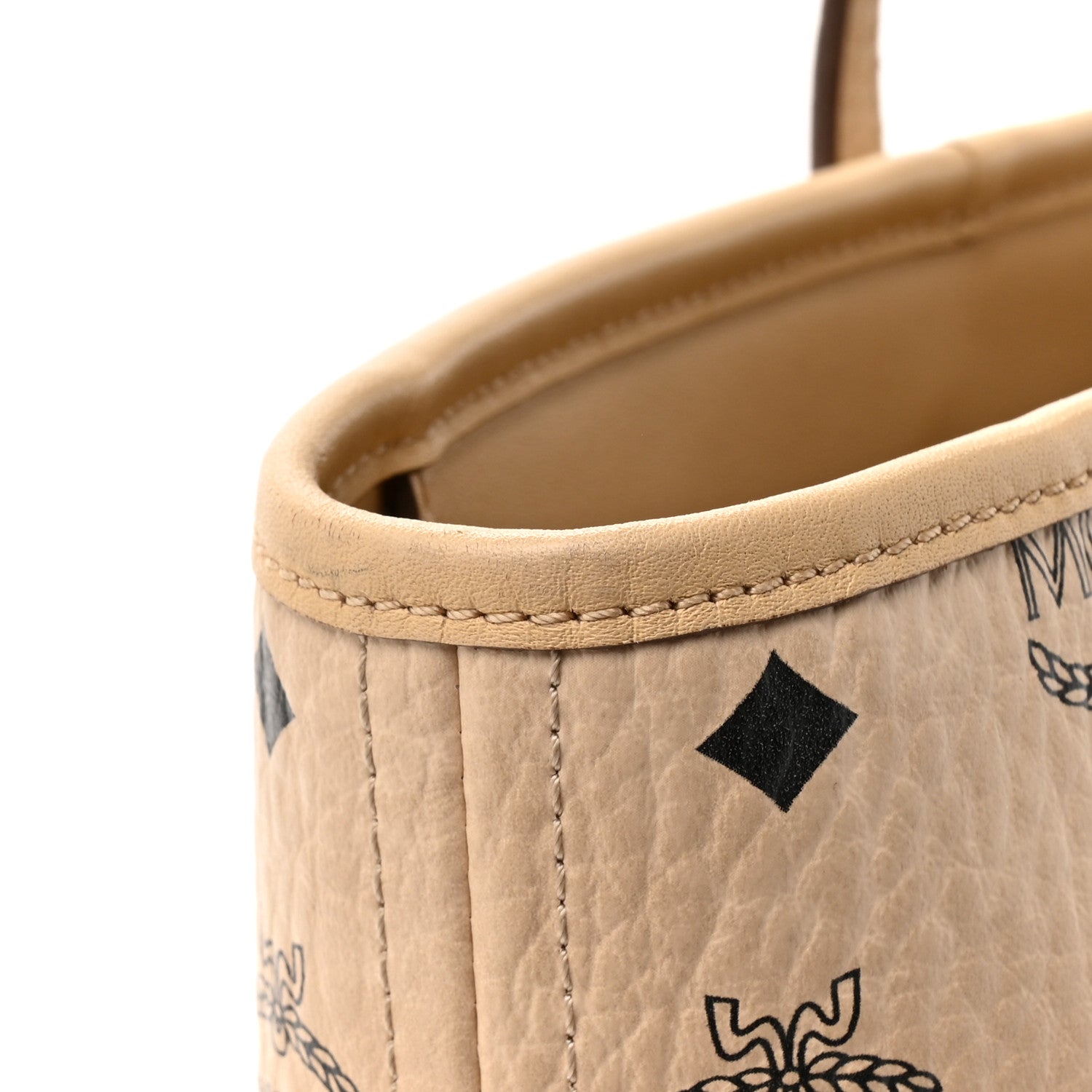 MCM Visetos Medium Top Zip Shopper Tote Beige 12 of 12
