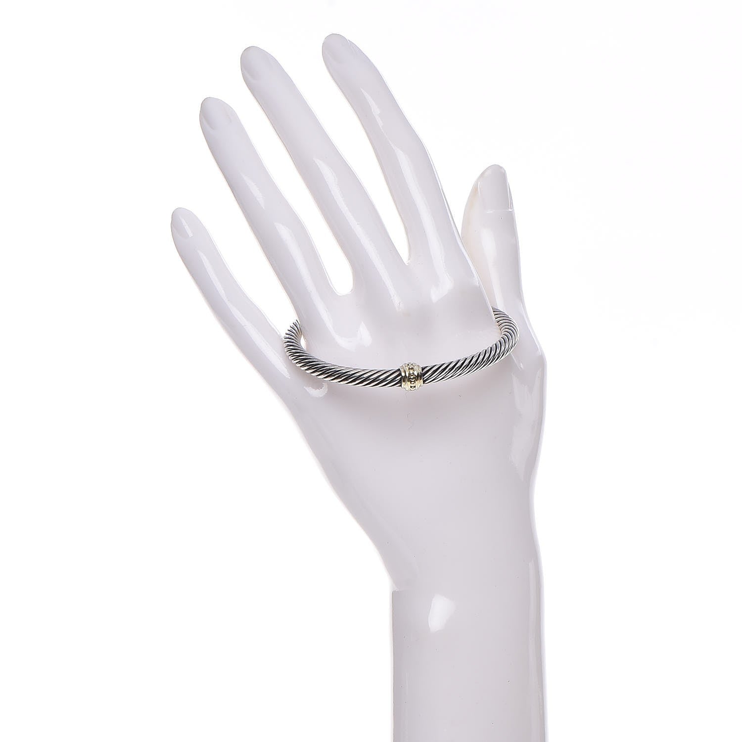 David Yurman Sterling Silver 14K Yellow Gold 5mm Cable Classics Single Station Bracelet 2 of 5