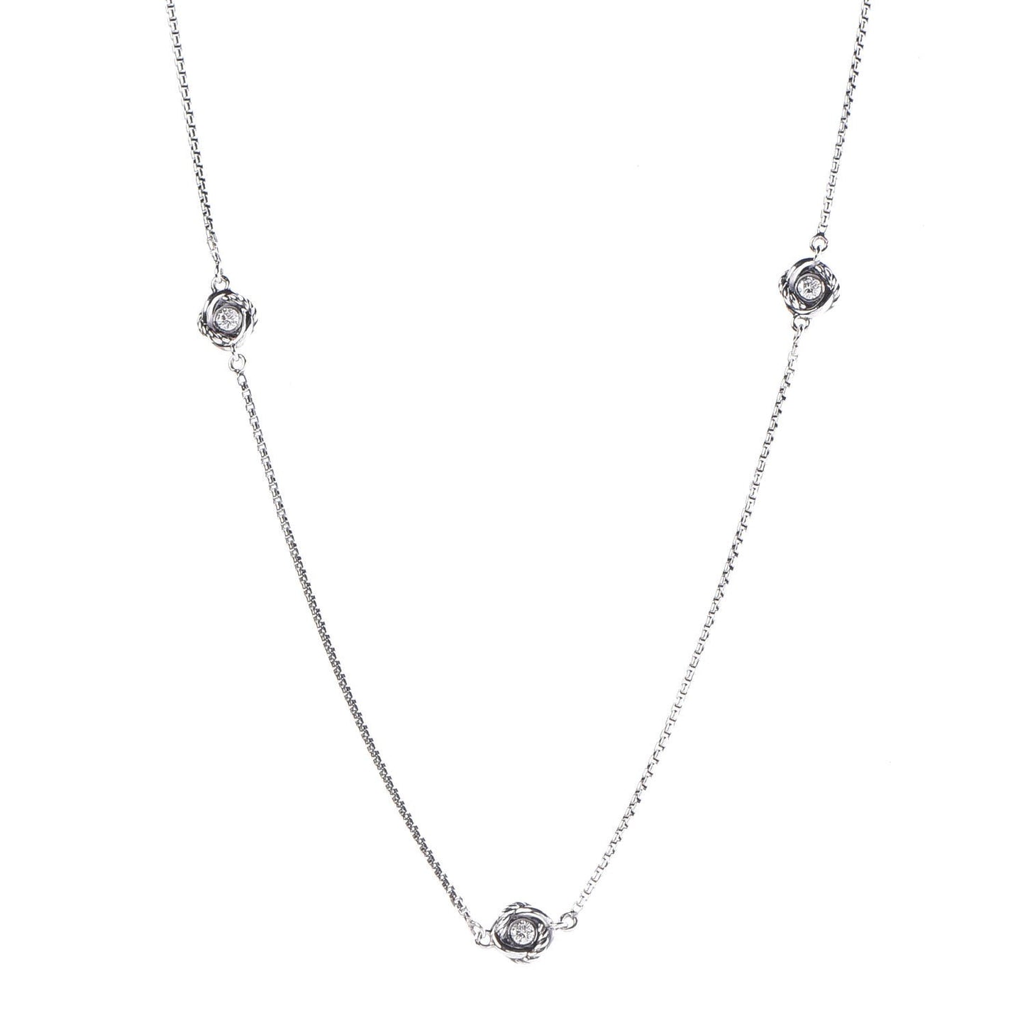 Sterling Silver Diamond Infinity 3 Station Necklace