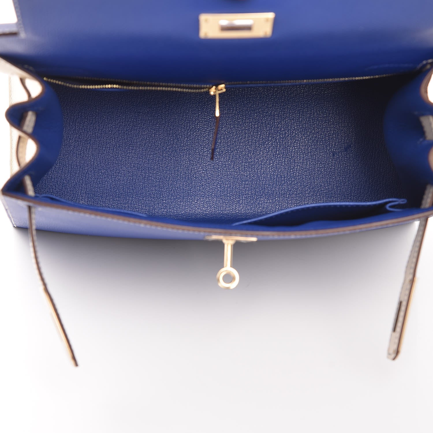 Hermes Epsom Horseshoe Kelly Sellier 28 Bleu Electrique Craie 16 of 35