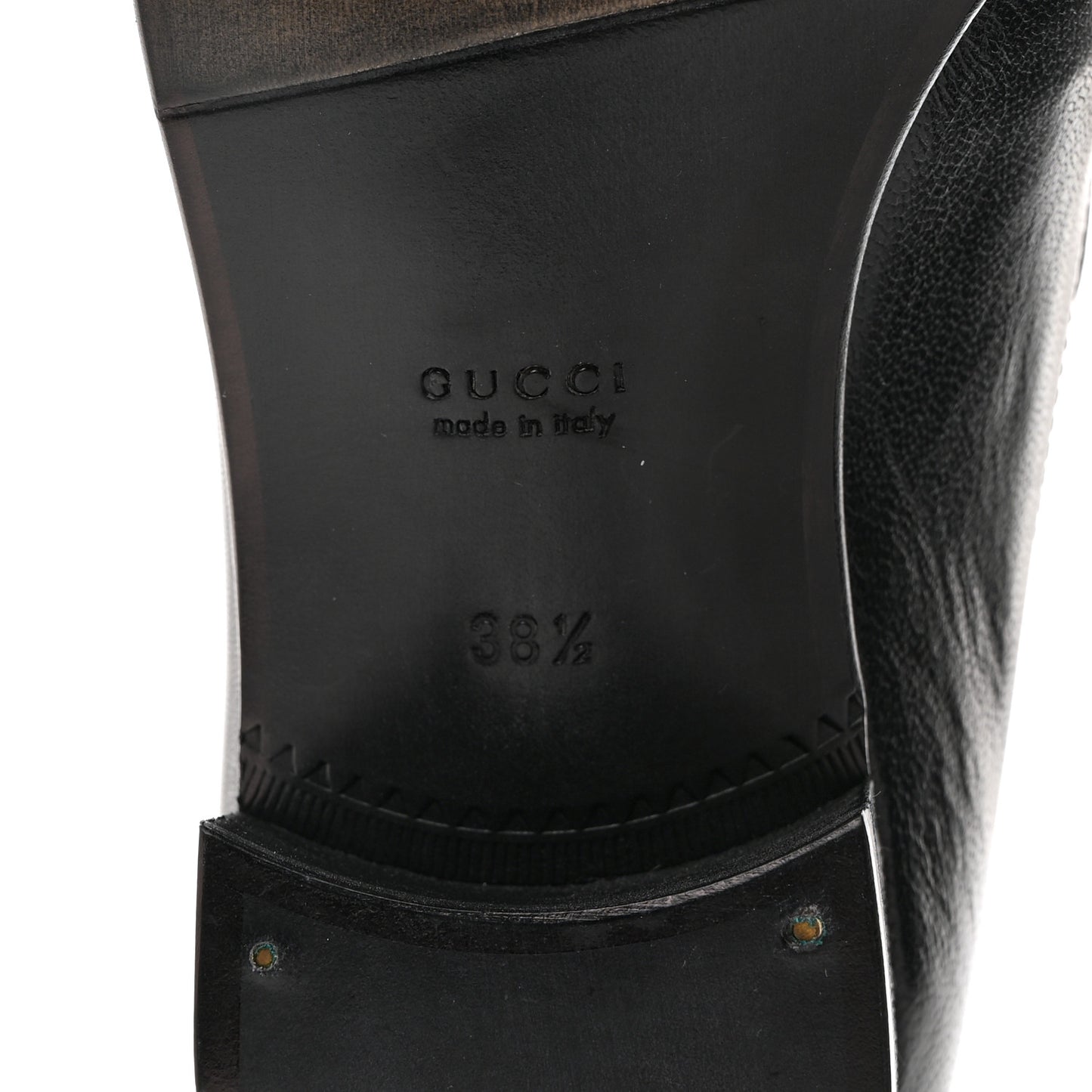 Goatskin Womens Chain Mid-Heel Loafers 38.5 Black
