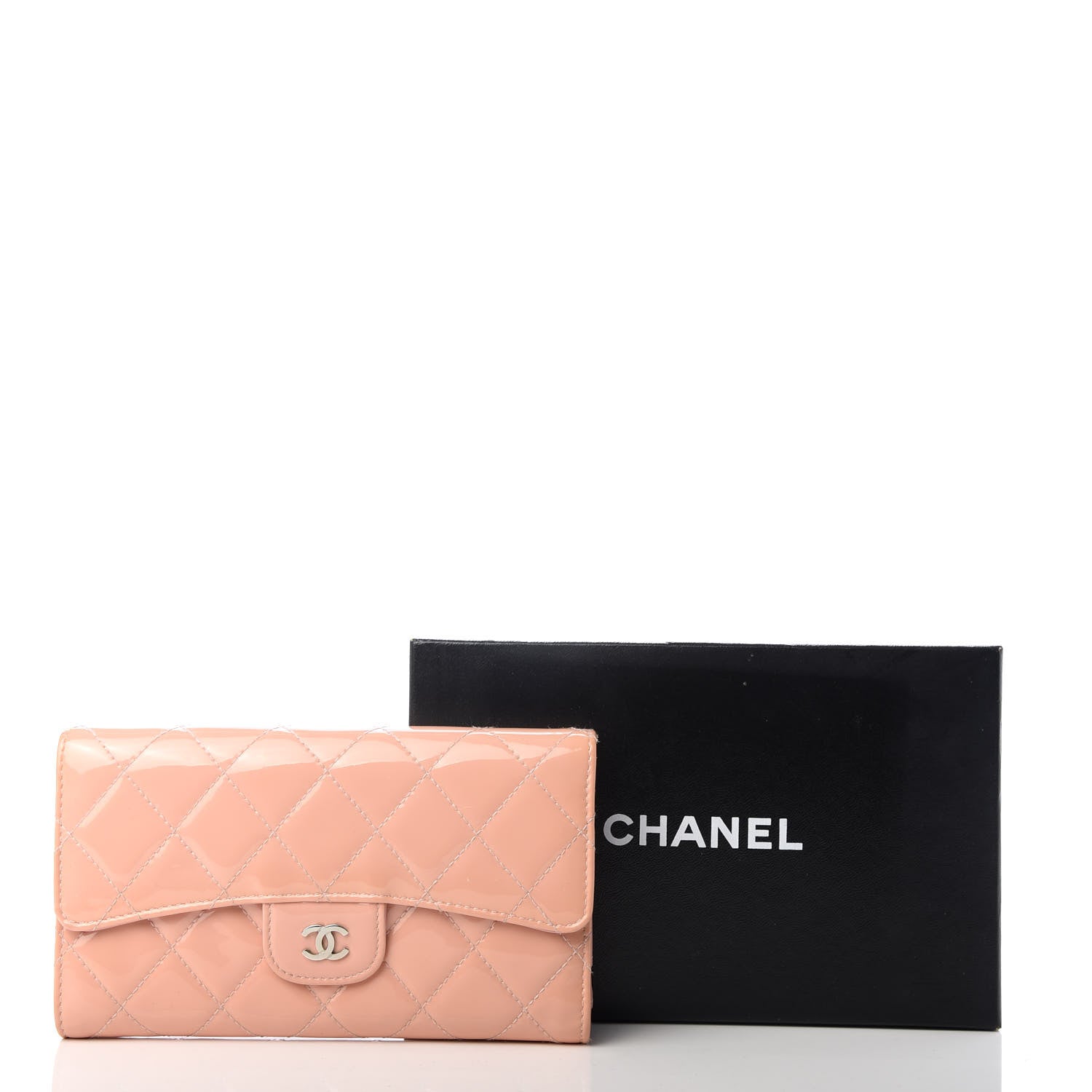 Chanel Patent Quilted Large Flap Wallet Pink 10 of 10