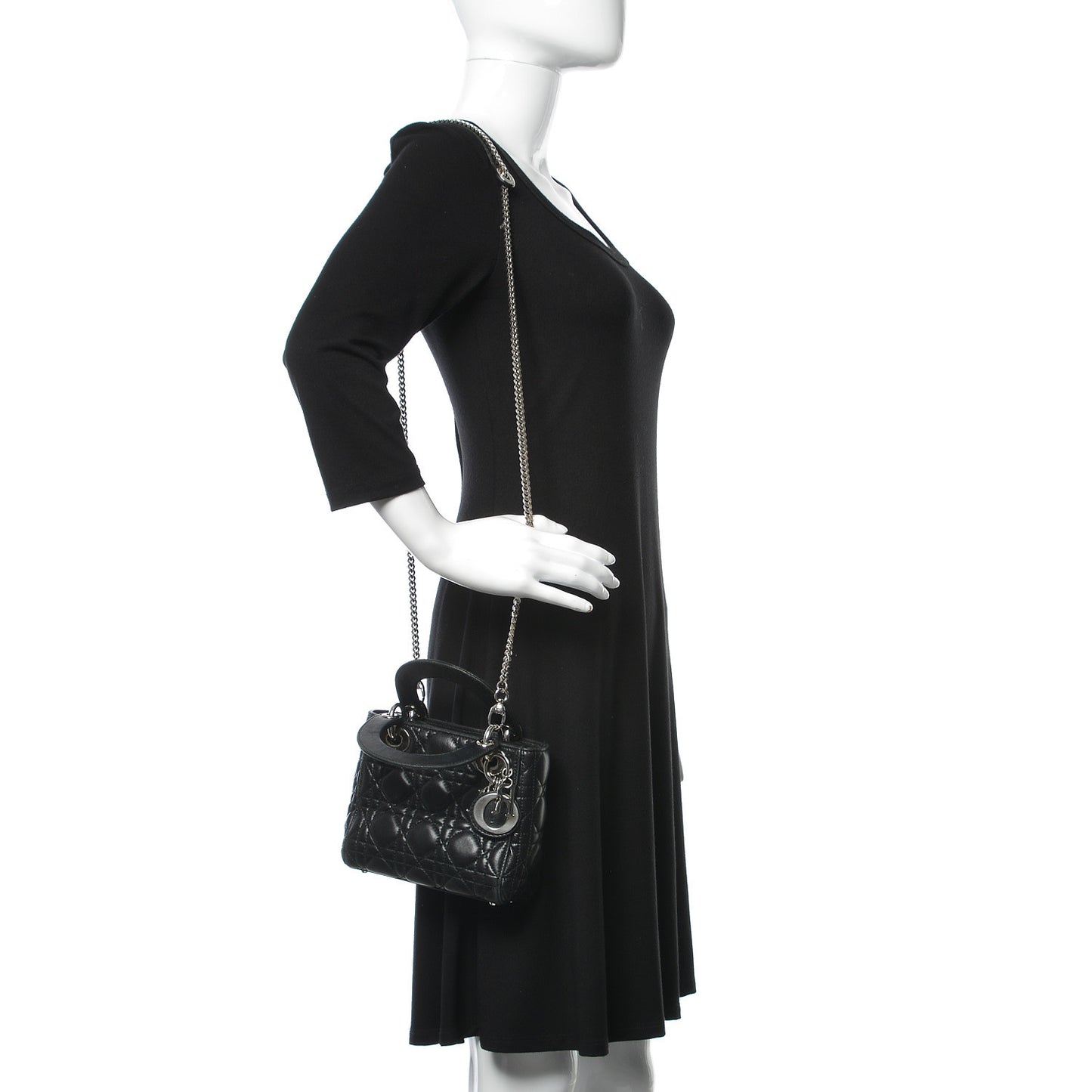 Lambskin Cannage Mini Lady Dior Black