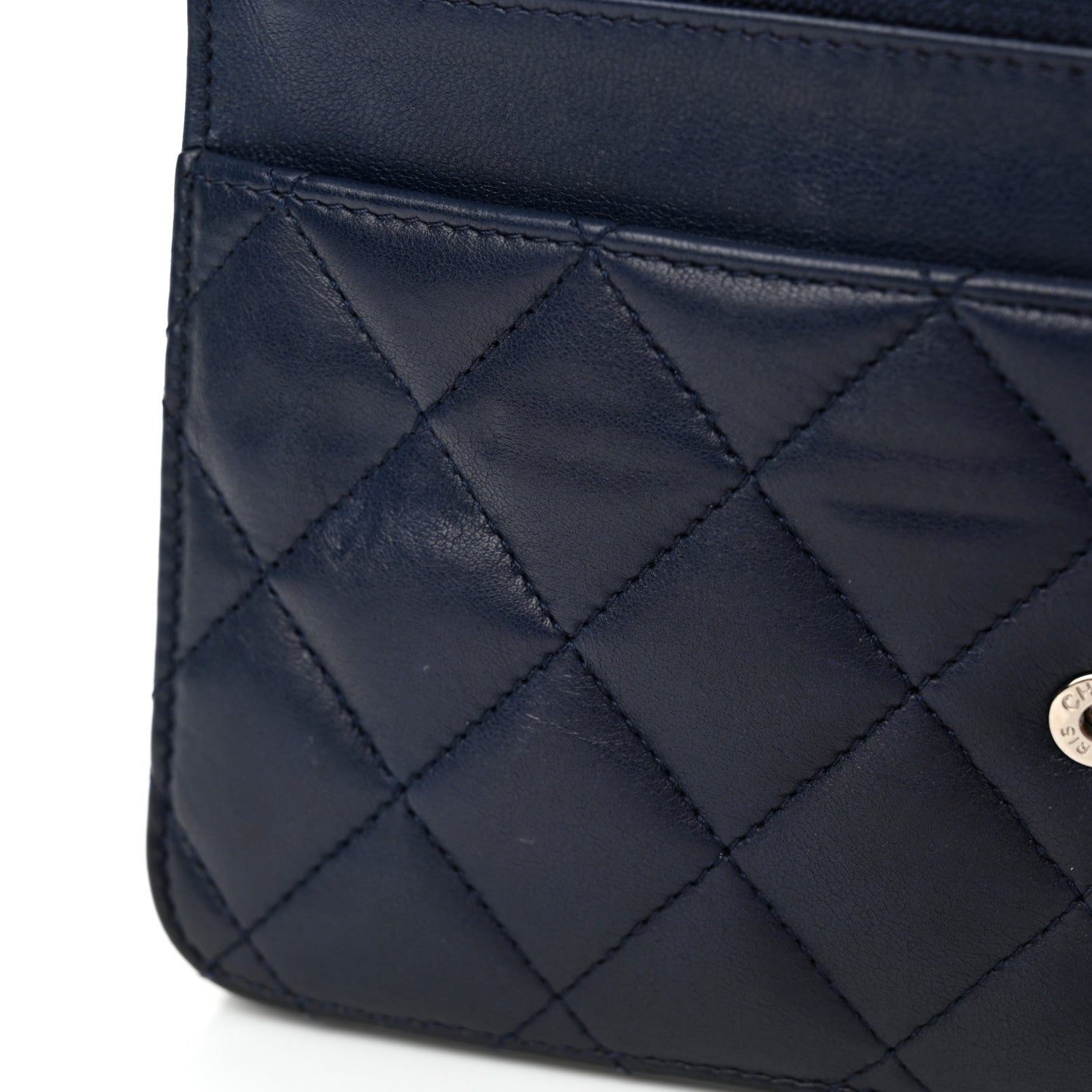 Chanel Lambskin Quilted Wallet On Chain WOC Navy Blue 12 of 13