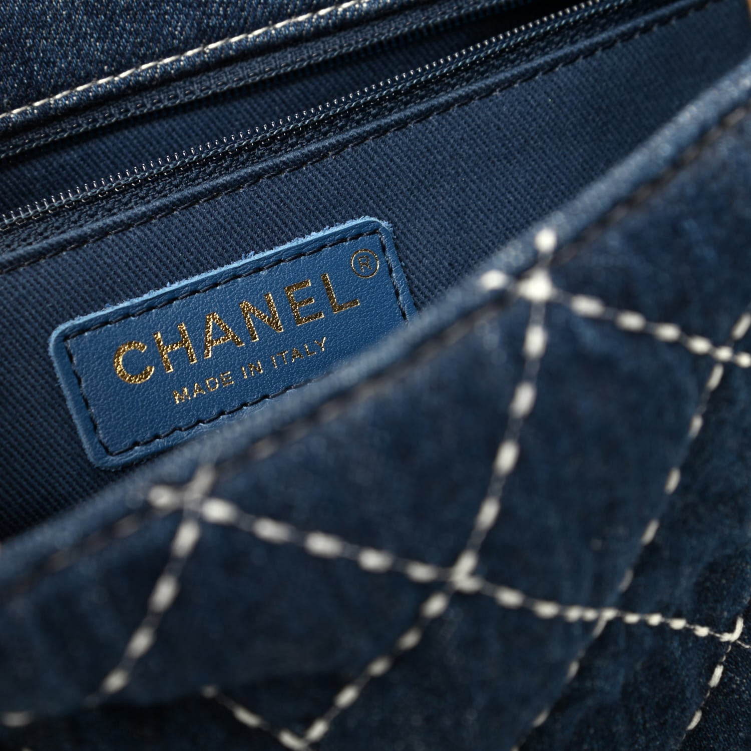 Chanel Denim Quilted Medium Denim Trip Single Flap Blue 8 of 10