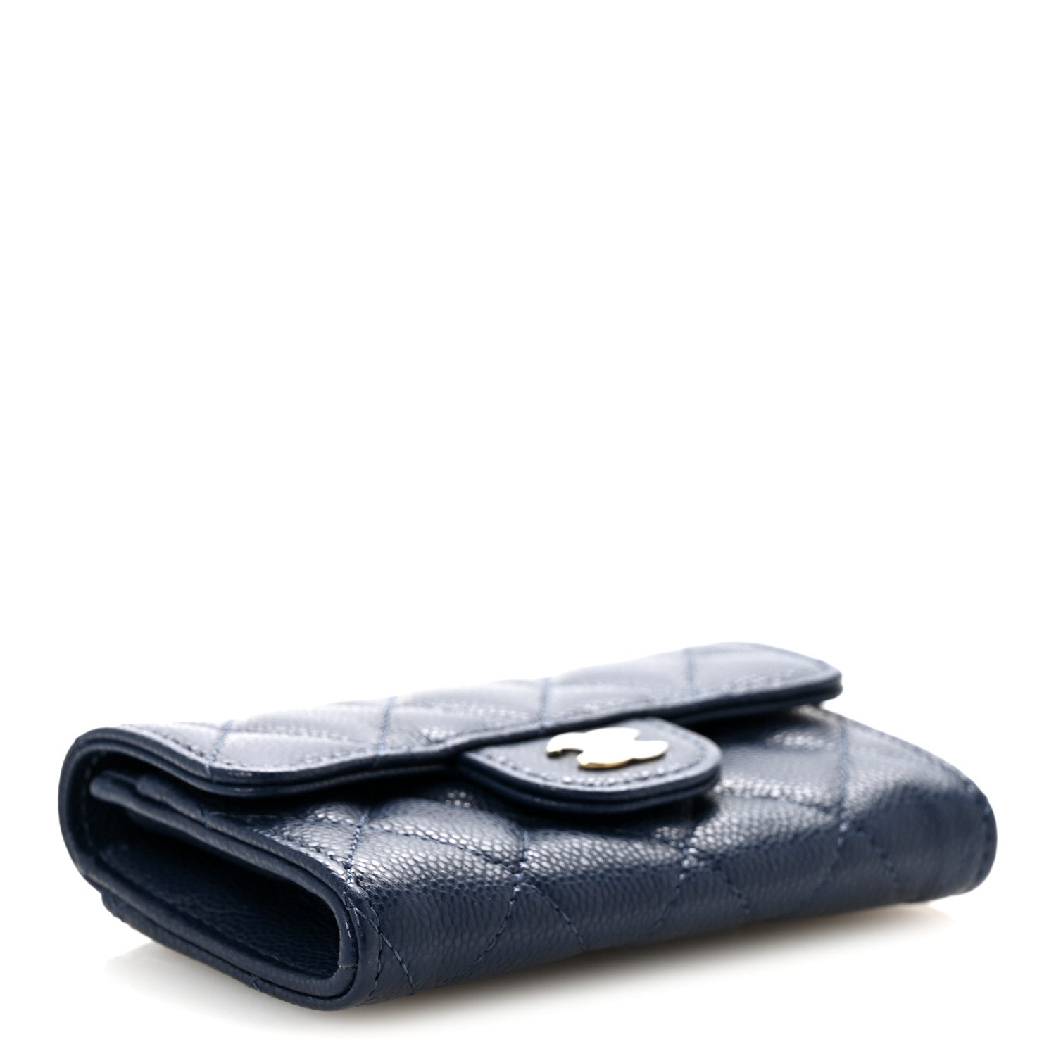 Chanel Caviar Quilted Flap Card Holder Wallet Navy Blue 4 of 9