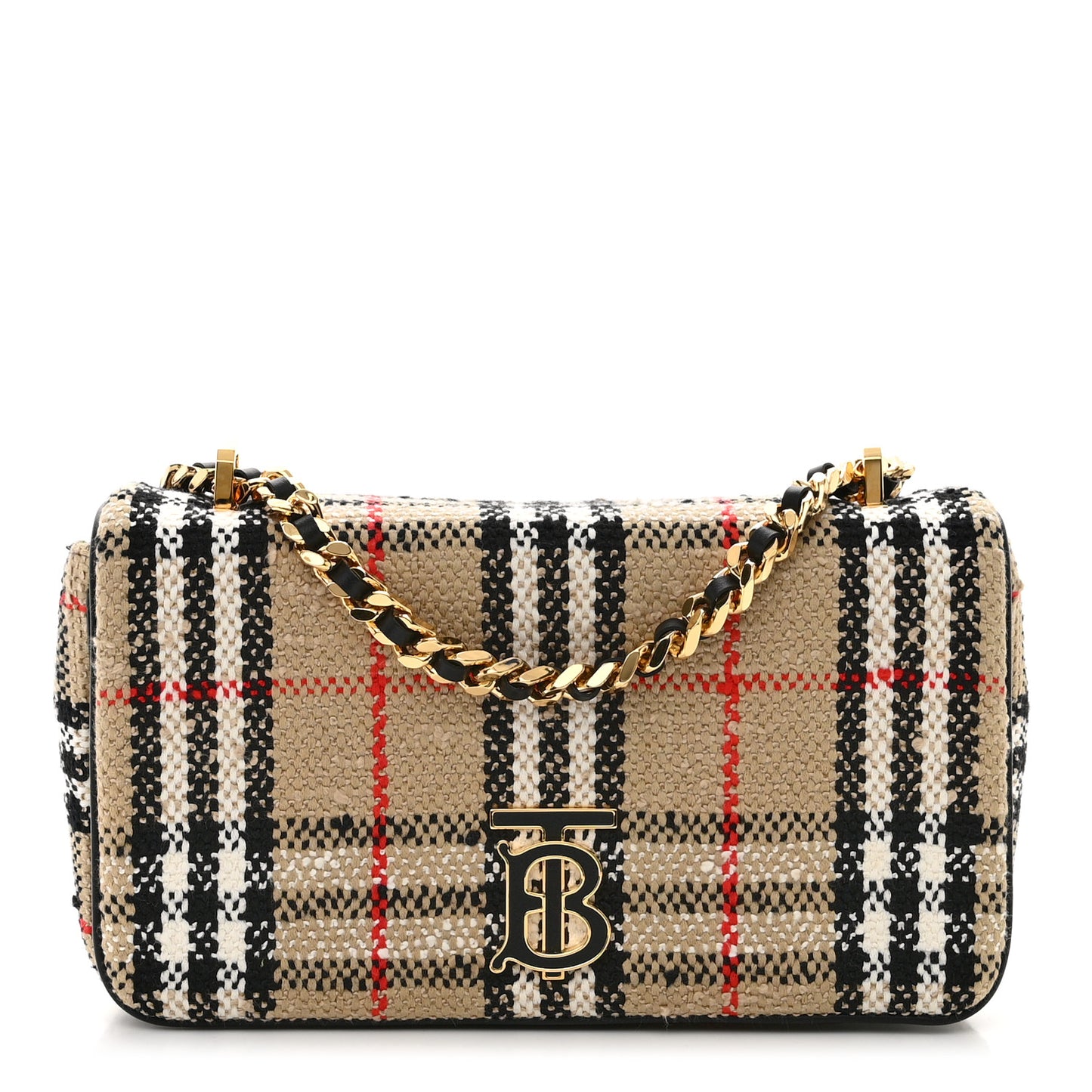 Calfskin Boucle Check Small Lola Chain Bag