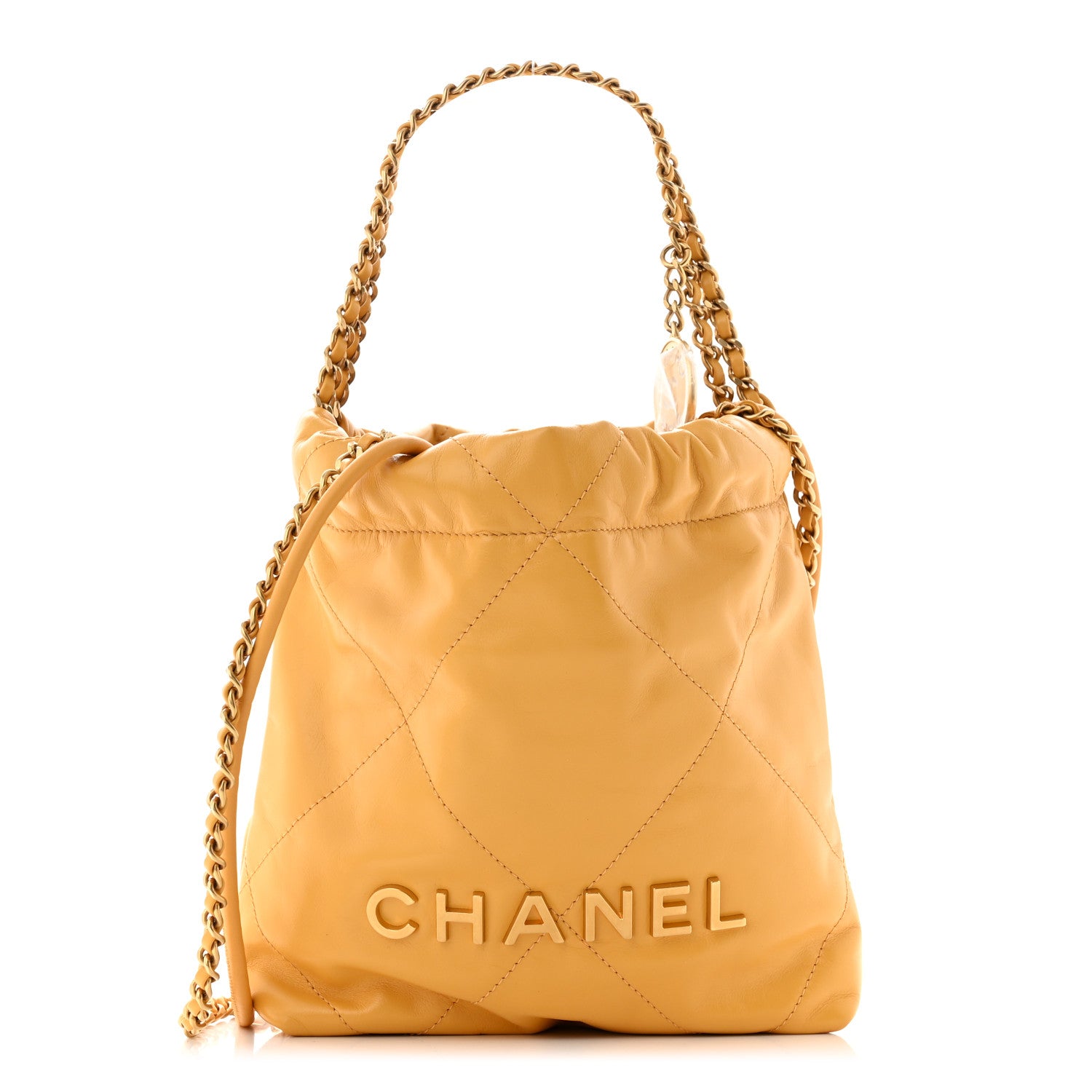Chanel Shiny Calfskin Quilted Mini Chanel 22 Yellow 1 of 11