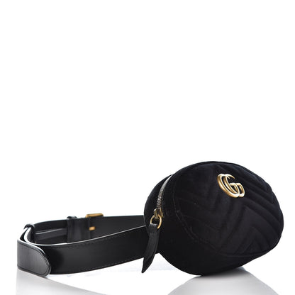 Gucci Velvet Matelasse GG Marmont Belt Bag 95 38 Black 4 of 9