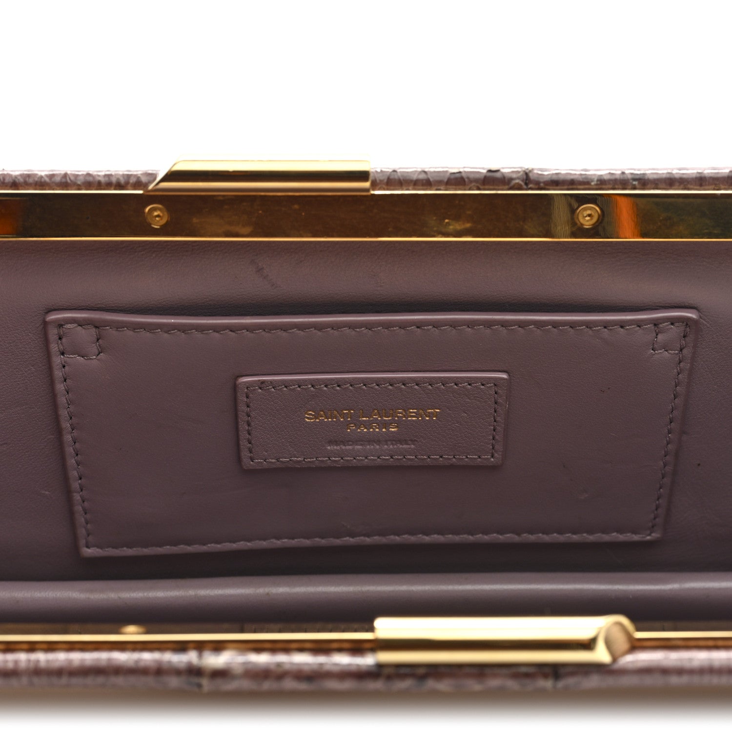 Saint Laurent Lacquer Ayers Midnight Clutch  Rose Brown 6 of 9
