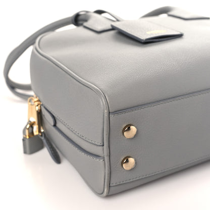 Burberry Soft Grain Calfskin Half Cube Bag Bright Cloud Grey 7 of 8